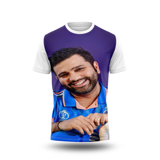 Rohit Sharma Photo Printed T-Shirt.
