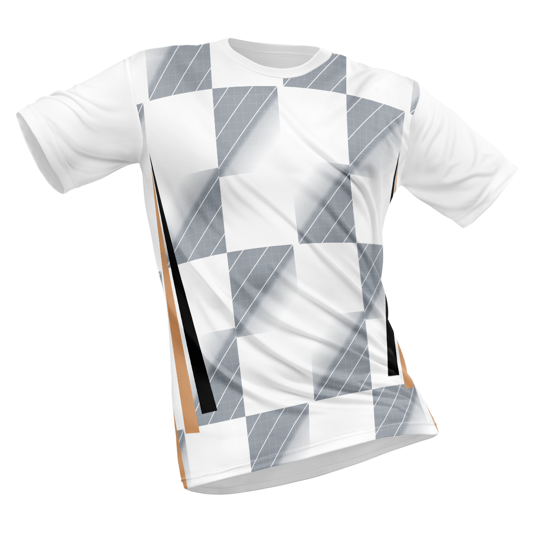 Polyester Half Sleeve Jersey with Round Collar and All Over Digital Print.