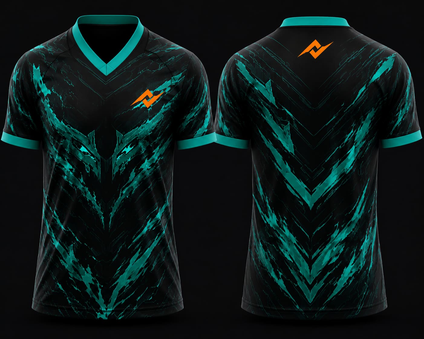 Teal Hunter Esports Jersey V-Neck Polo Collar – Premium Gaming Team Jersey