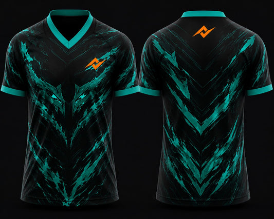 Teal Hunter Esports Jersey V-Neck Polo Collar – Premium Gaming Team Jersey