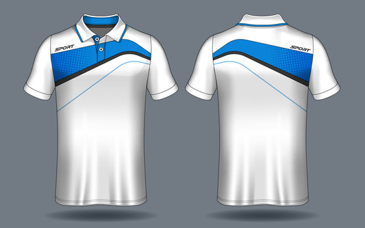 Arctic Flow White Blue Polo Team Jersey – Premium Sportswear front view sports jersey