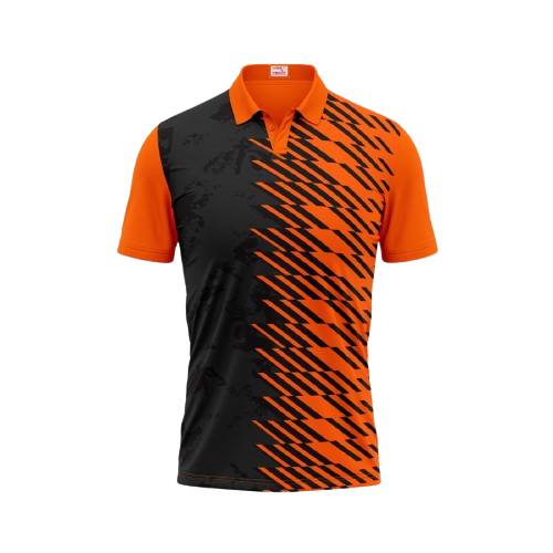 Polo Neck Printed Jersey Orange Design 36