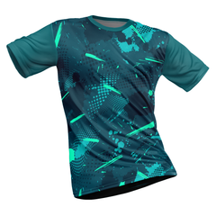 Polyester Half Sleeve Jersey with Round Collar and All Over Digital Print.