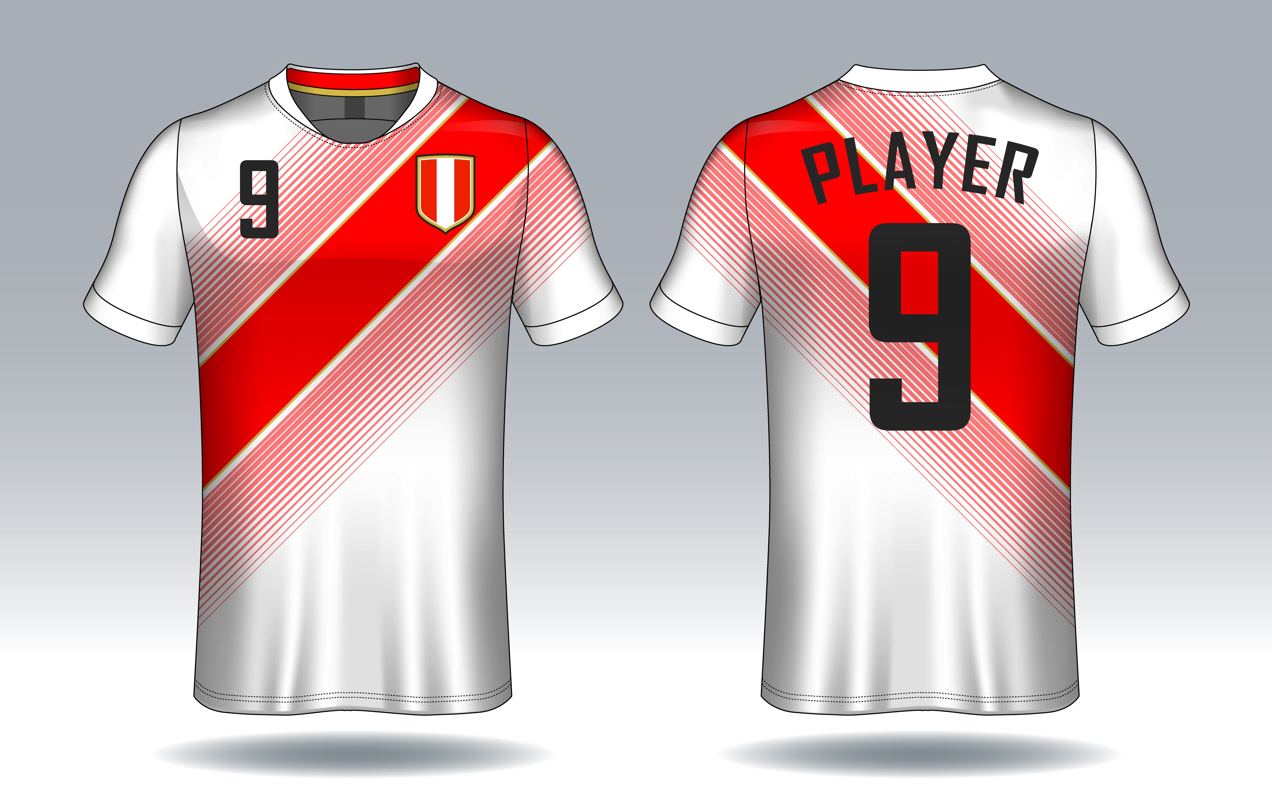 Peru Classic White Red Jersey front view custom football fan jersey