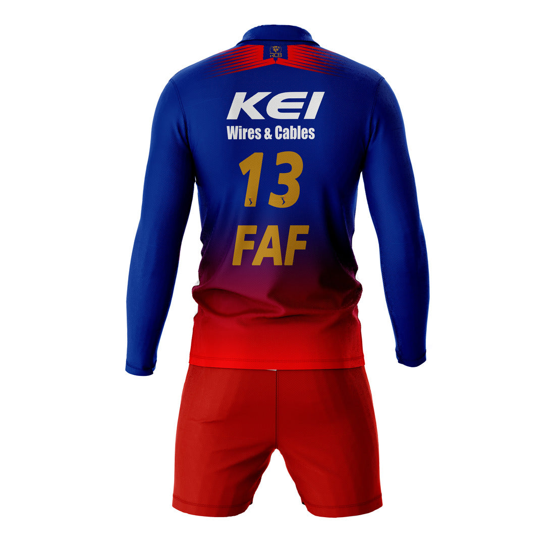 Faf Du Plessis RCB Full Sleeve Polo T Shirt With Shorts RCBFSPTS3