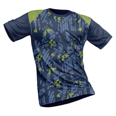 Polyester Half Sleeve Jersey with Round Collar and All Over Digital Print.