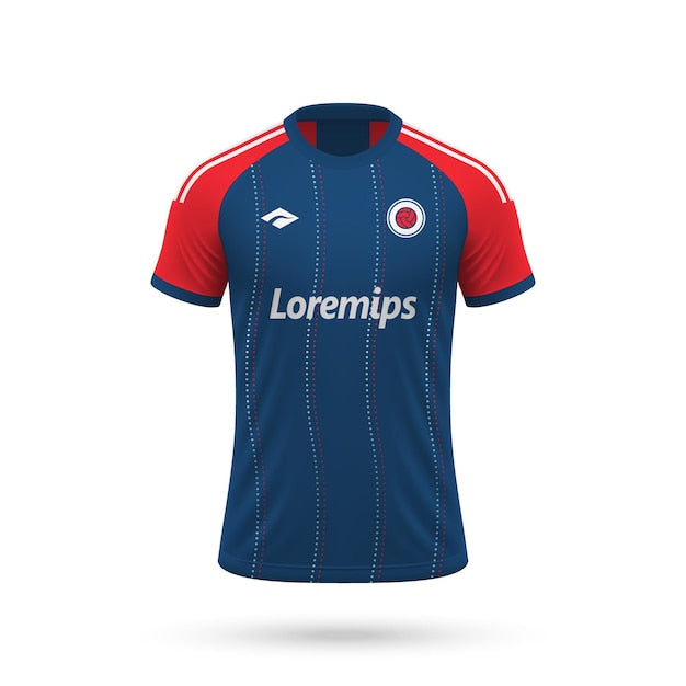 3d realistic soccer jersey in New England style football club shirt template