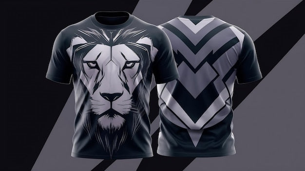 Next Print 3d render black tshirt front and back printed.