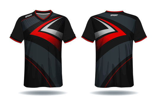 Shadow Curve Black Red Jersey front view custom football fan jersey