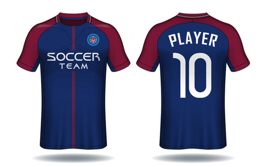 Paris Blue Burgundy Football Jersey front view custom football fan jersey