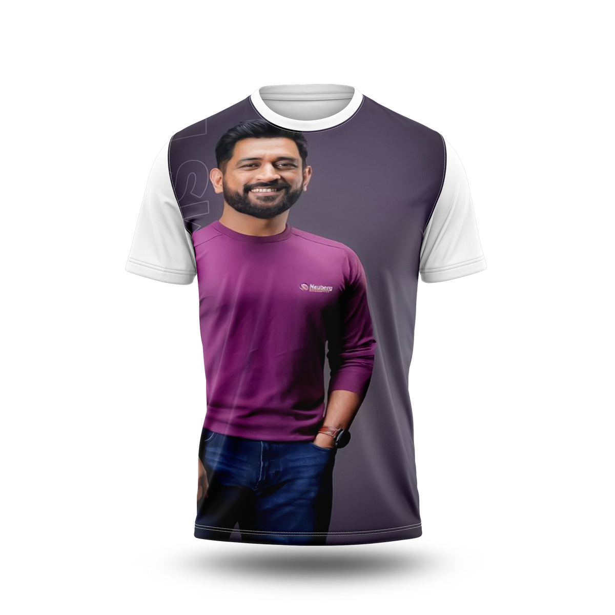 MS Dhoni Photo Printed T-Shirt.