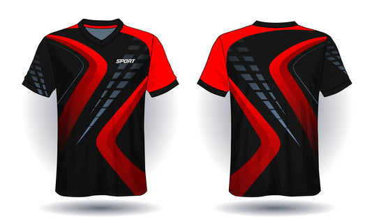 Velocity Curve Black Red Jersey front view custom football fan jersey