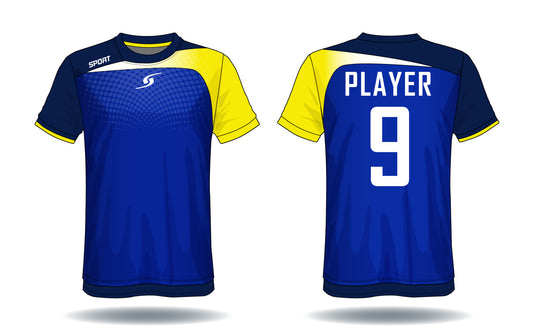 Royal Yellow Soccer Jersey front view custom football fan jersey