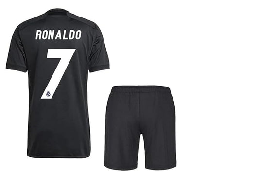 Next Print Real Madrid 2025/26 Black Dragon Edition Kids Jersey Set – Ronaldo 07 | NextPrint.in