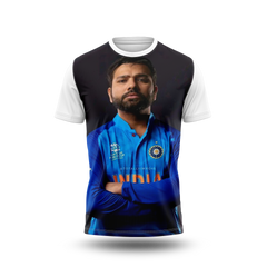 Rohit Sharma Photo Printed T-Shirt.