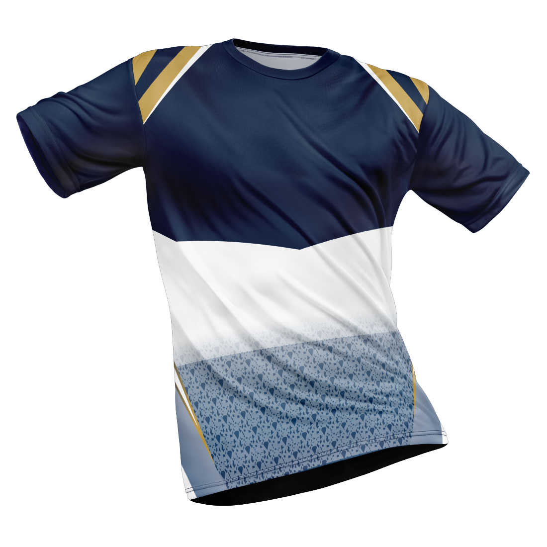 Polyester Half Sleeve Jersey with Round Collar and All Over Digital Print.