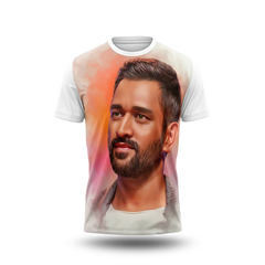 MS Dhoni Photo Printed T-Shirt.