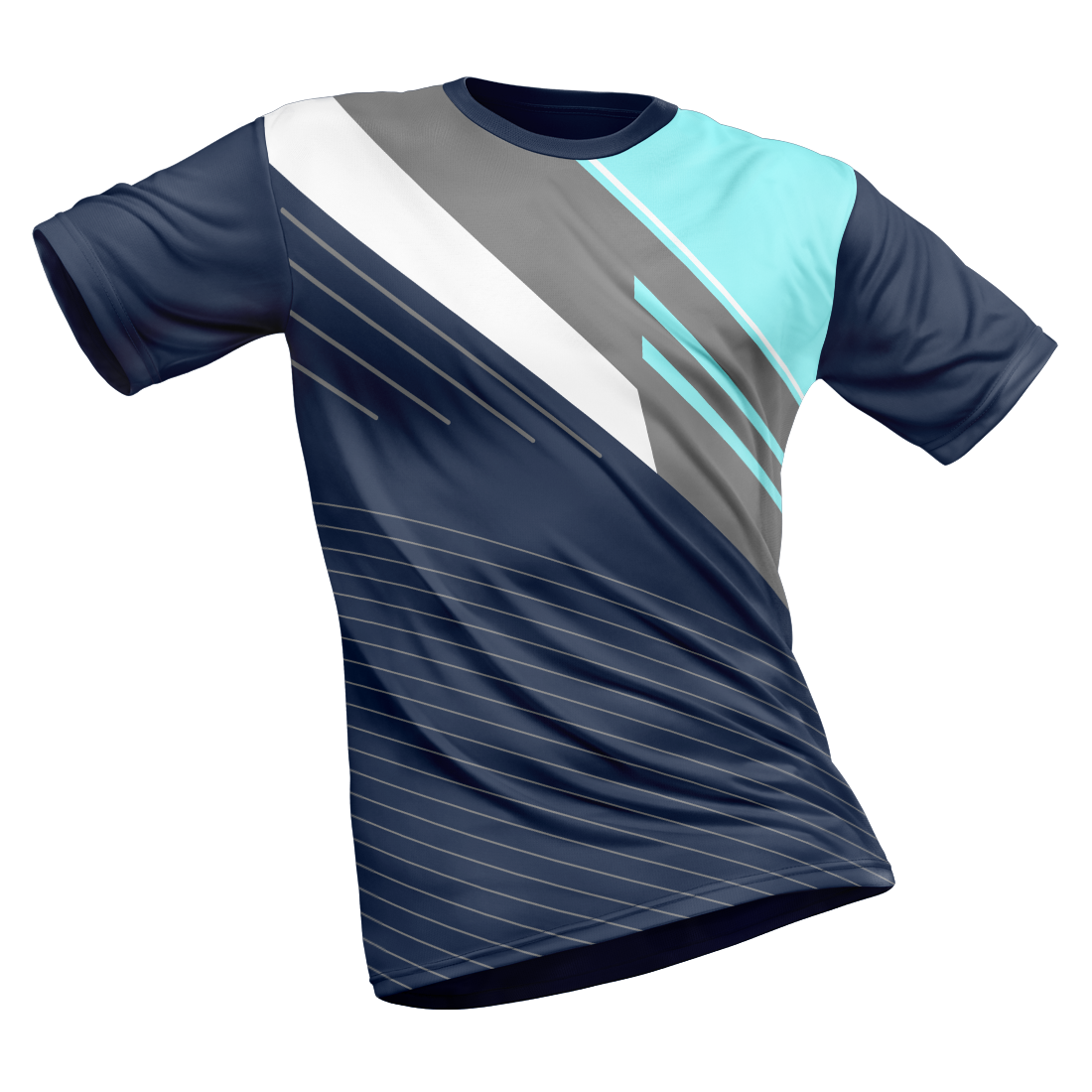 Polyester Half Sleeve Jersey with Round Collar and All Over Digital Print.