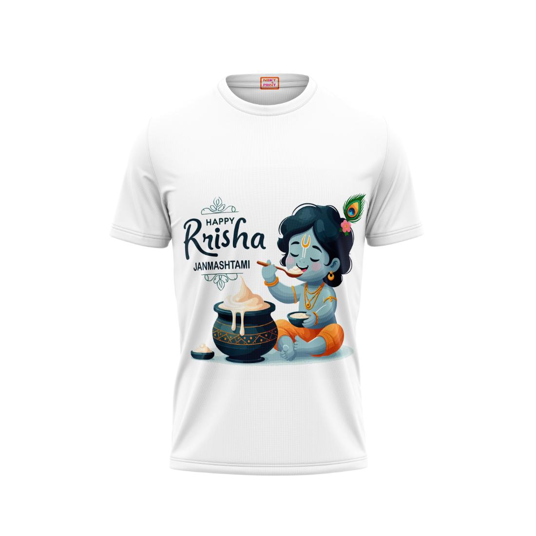 Next Print Krishna janmashtami  Printed Tshirt White Design 2