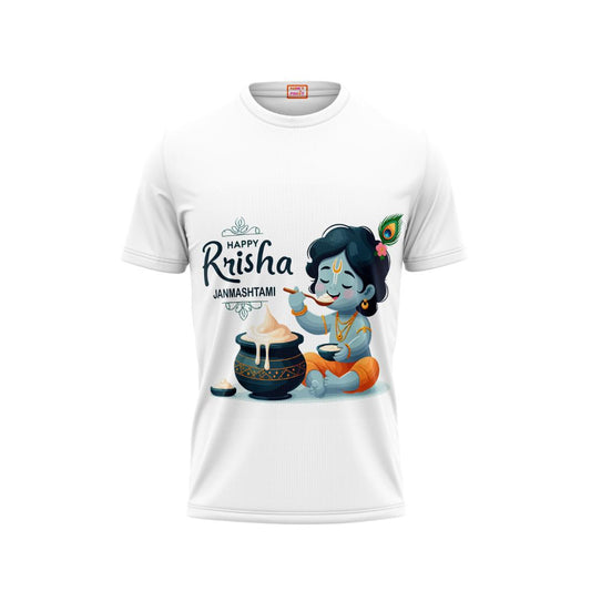 Next Print Krishna janmashtami  Printed Tshirt White Design 2