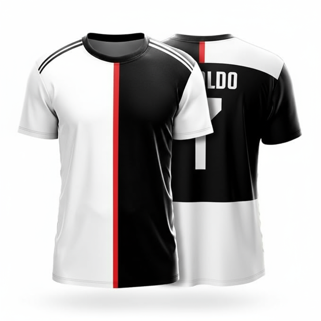 Next Print C-Ronald Black & White Legacy Jersey | Premium Juvntus 2019/20 Football Jersey | Customized Name & Number | for Kids, Men & Women | Breathable Comfort | Sizes 2Y to 4XL