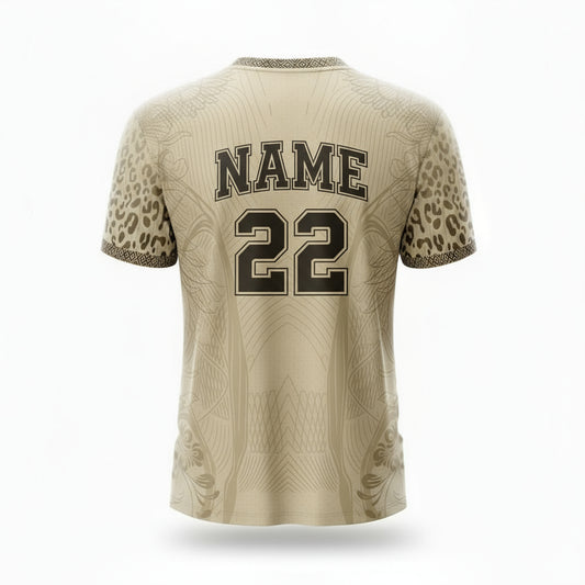 Next Print Desert Leopard Sports Jersey – Custom Name & Number | Kids, Men, Women Sizes 2Y to 4XL | Football, Cricket, E-Sports Jersey | Breathable Fabric | Premium Sublimation Print Beige