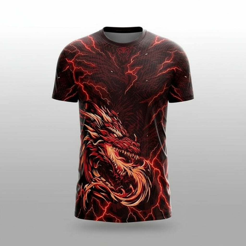 Next Print Real Dark Fire Dragon Fury Sports Jersey – Custom Name & Number | Kids, Men, Women Sizes 2Y to 4XL | Football, Cricket, E-Sports Jersey | Breathable Fabric | Premium Sublimation Print