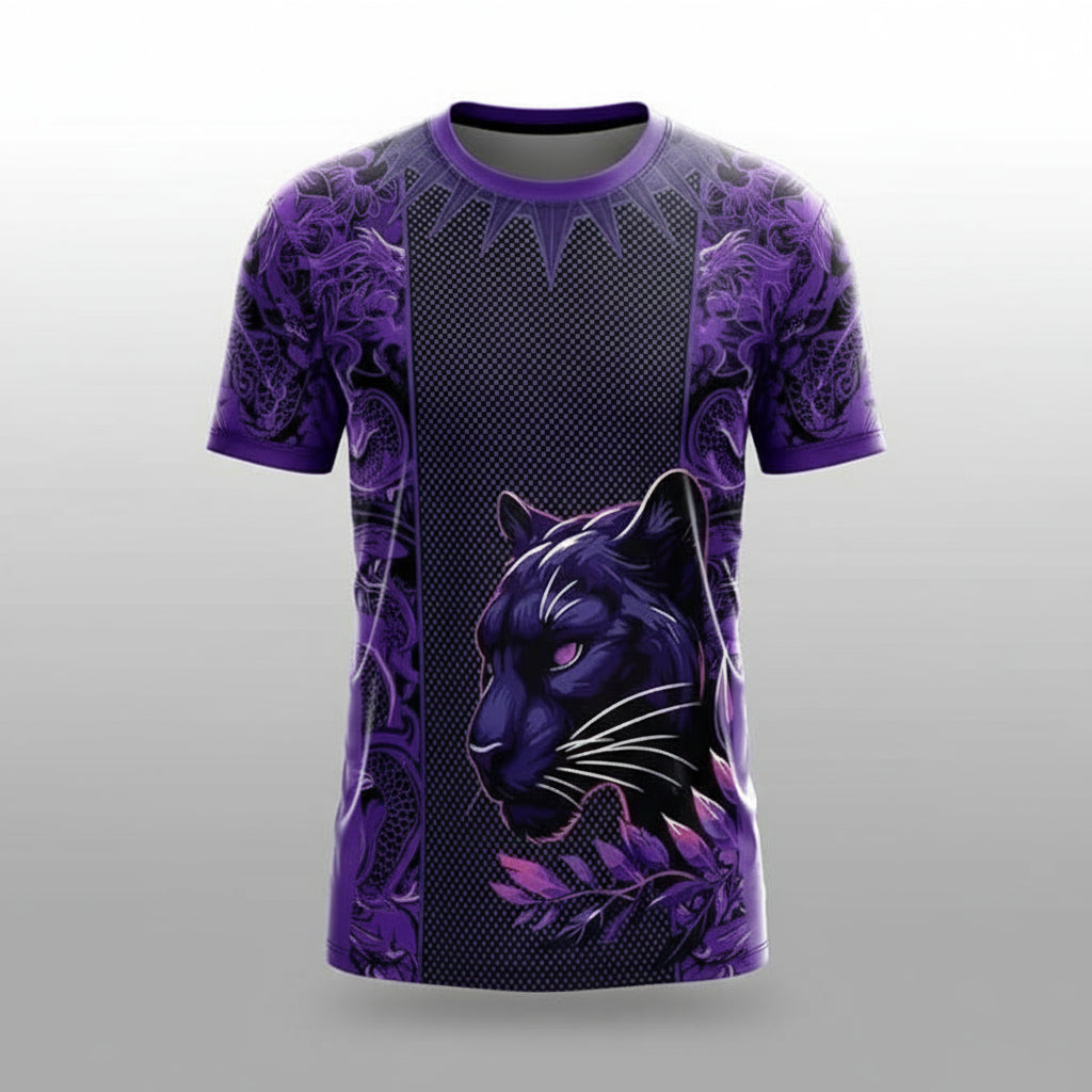 Next Print Black Panther (Black & Purple) Sports Jersey – Custom Name & Number | Kids, Men, Women Sizes 2Y to 4XL | Football, Cricket, E-Sports Jersey | Breathable Fabric