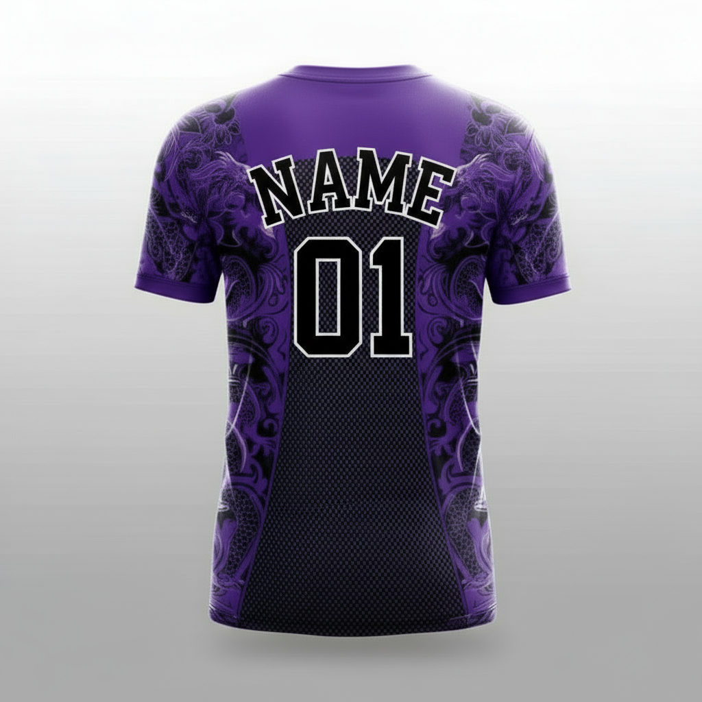 Next Print Black Panther (Black & Purple) Sports Jersey – Custom Name & Number | Kids, Men, Women Sizes 2Y to 4XL | Football, Cricket, E-Sports Jersey | Breathable Fabric