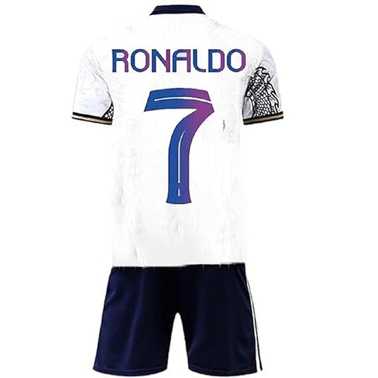 Next Print New Season White Multicolor 07 Football Jersey Set – Ronaldo Inspired | Custom Name & Number for Kids & Adults | NextPrint India