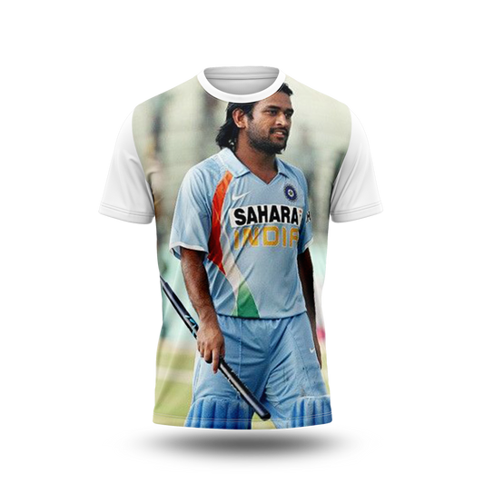 MS Dhoni Photo Printed T-Shirt.