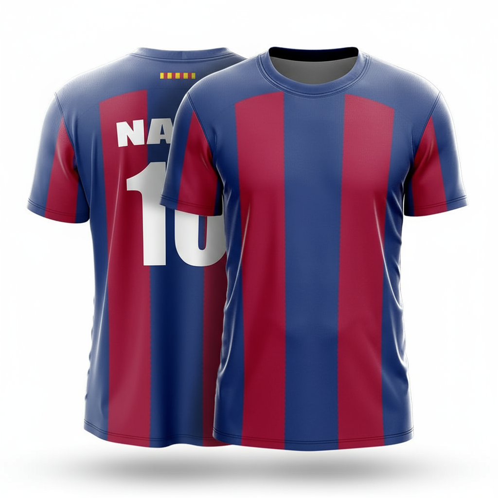 Next Print Barcelonafan Football Jersey 2023-24 | Custom Name & Number FC Barcelonafan Home Fan Shirt | Personalized, Breathable Dry-Fit Soccer Jersey for Men, Women & Kids Premium Unisex Club Match Day T-Shirt
