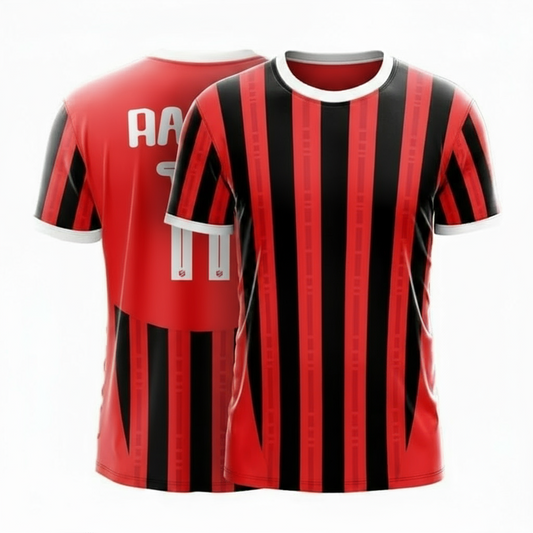 Next Print A.C. Milan 2024-25 Football Jersey | Personalized Custom Name & Number Red Black Team Shirt | Lightweight Dry-Fit Milan Club Supporter Fanwear for Men, Women, Kids | Official Milan Soccer Jersey