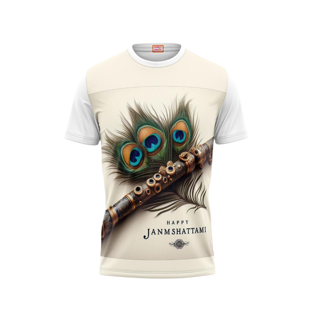Next Print Krishna janmashtami  Printed Tshirt White Design 15