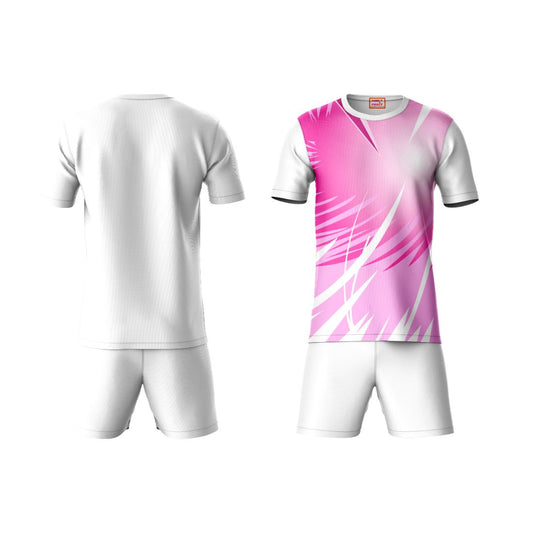 Next Print Round neck jersey white with shorts NPTS156
