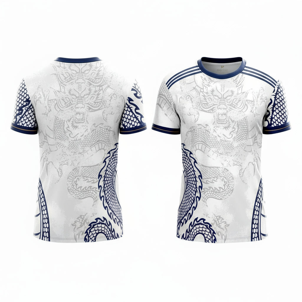 Next Print Polyester men Real Dragon Football Club Jersey (White Blue Edition) Customized And Personalized With Customizable With Your Name And Number, Regular Fit