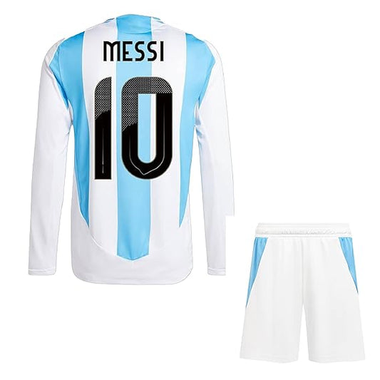 NextPrint Lionel Messi #10 Argentina Football Jersey Set – Shirt with Black Shorts