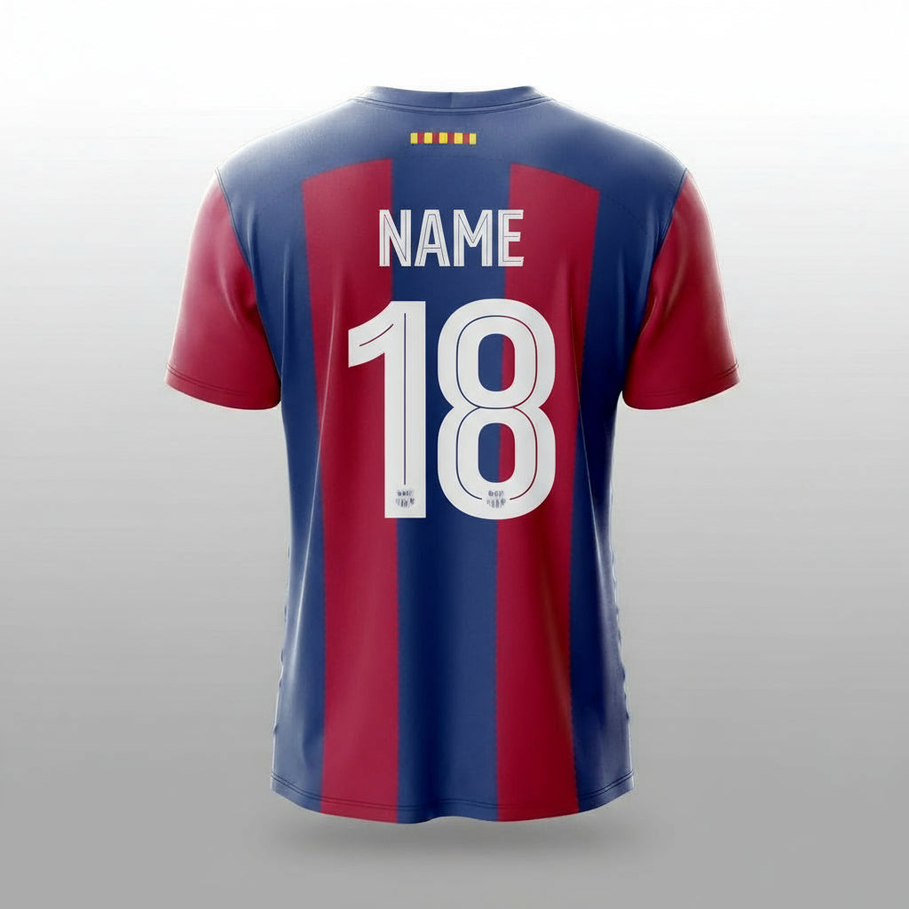 Next Print Barcelonafan Football Jersey 2023-24 | Custom Name & Number FC Barcelonafan Home Fan Shirt | Personalized, Breathable Dry-Fit Soccer Jersey for Men, Women & Kids Premium Unisex Club Match Day T-Shirt