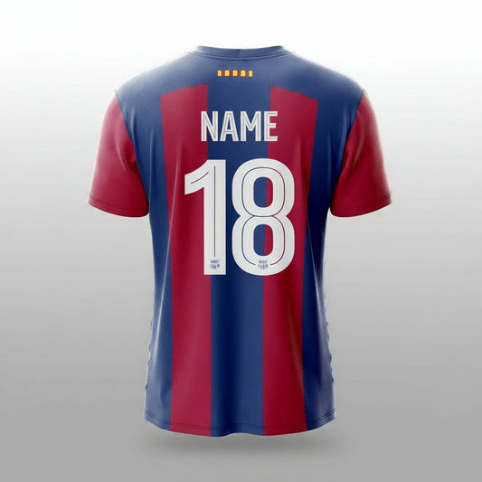 Next Print Barcelonafan Football Jersey 2023-24 | Custom Name & Number FC Barcelonafan Home Fan Shirt | Personalized, Breathable Dry-Fit Soccer Jersey for Men, Women & Kids Premium Unisex Club Match Day T-Shirt