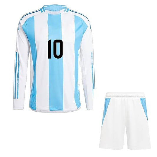 NextPrint Lionel Messi #10 Argentina Football Jersey Set – Shirt with Black Shorts