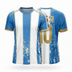 Next Print Argentina Concept Jersey Messi Football Club Jersey 2024 AC-1, Light Blue and White Edition, Customized and Personalized with Your Name and Number, for Kids, Men, and Women.