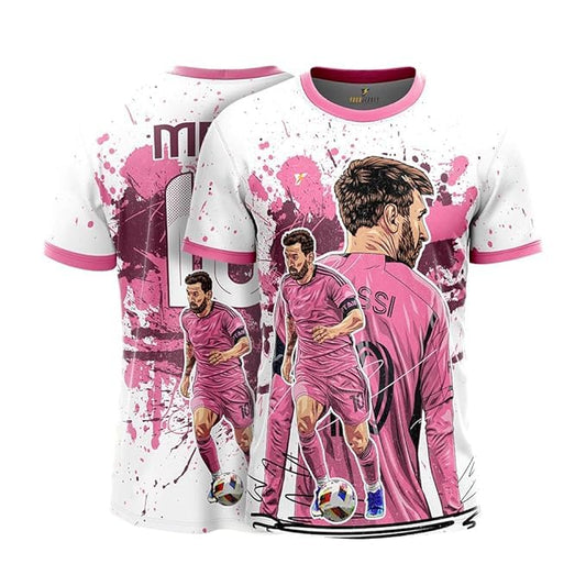 Next Print Messi Goat Edition Football Jersey | Miami White Pink Design | Customized and Personalized Name and Number | Available in Sizes for Kids, Men, and Women