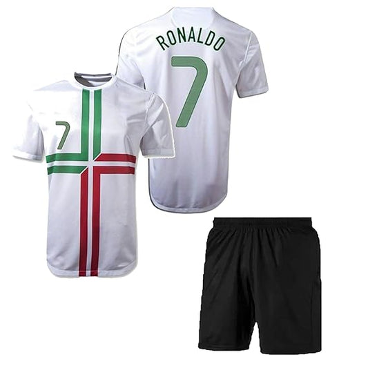 NextPrint Ronaldo #7 Football Jersey Set – Soccer Kit with Shorts for Kids, Boys & Men