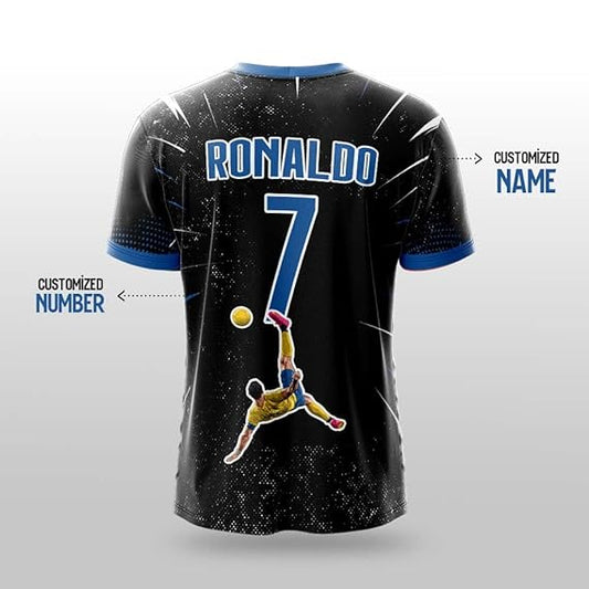 Black & Yellow GOAT Edition Football Jersey – Overhead Kick Design | Custom Name & Number | Premium Dry-Fit Sports T-Shirt for Men, Women & Kids | NextPrint India