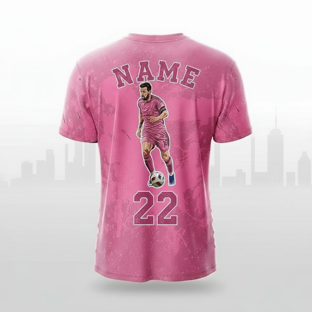 Next Print 2024 Custom Pink Supporter Jersey Personalized Name & Number Dry-Fit Sports T-Shirt for Men & Women Football & Fitness Teamwear Sizes 2Y to 4XL Red Breathable Fan Edition Jersey India