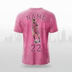 Next Print 2024 Custom Pink Supporter Jersey Personalized Name & Number Dry-Fit Sports T-Shirt for Men & Women Football & Fitness Teamwear Sizes 2Y to 4XL Red Breathable Fan Edition Jersey India
