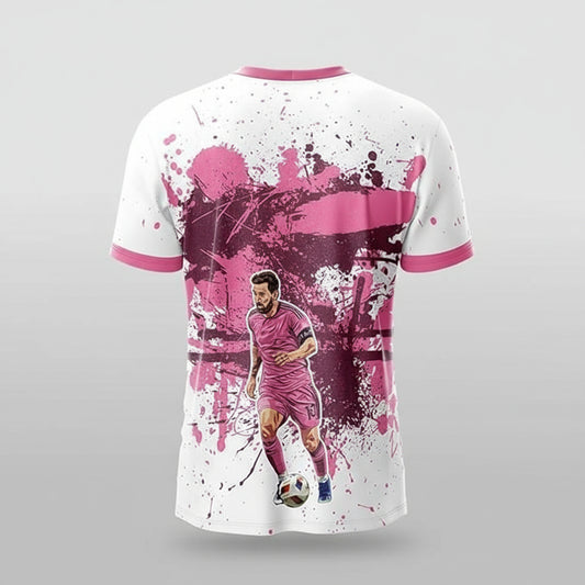 Next Print Messi Goat Edition Football Jersey | Miami White Pink Design | Customized and Personalized Name and Number | Available in Sizes for Kids, Men, and Women