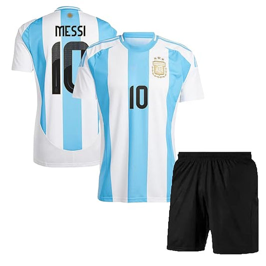 NextPrint Messi #10 Argentina Home Jersey Set – Football Kit with Shorts for Kids, Boys & Men