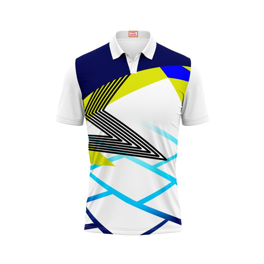Next Print Customized Polo Neck White Jersey - NPTS108