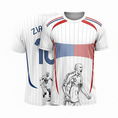 Next Print Artistic Sketch Football Jersey | Personalized Name & Number Custom Fan Shirt | White Dry-Fit Unisex Teamwear | Lightweight Collector Soccer Top Men Women Kids | Tribute Gifting Sports Art India